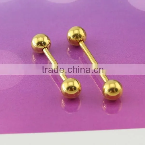 Womens hypoallergenic gold plated cheap piercing jewelry tongue rings