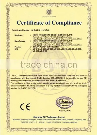 JN series Solar Electricity hybrid charge controller application for solar lighting system12V5A