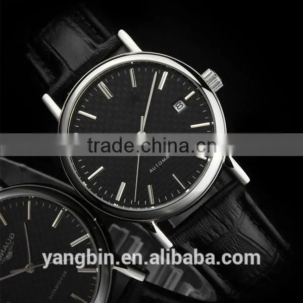 2015 Japan Quartz Stainless Steel W atch Case with genuine leather strap factory watch