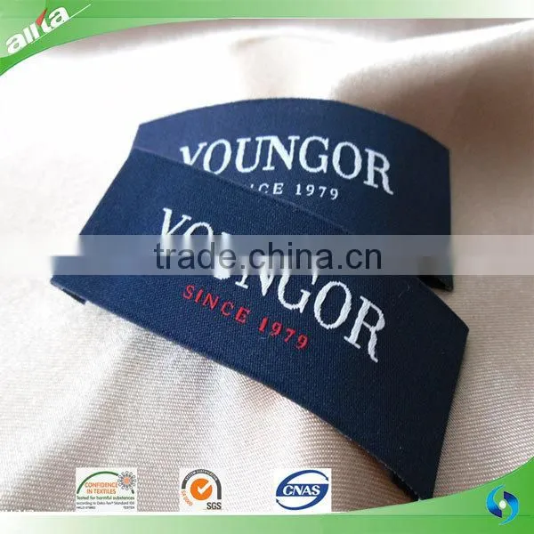 Customized satin woven label for clothing, wholesale garment woven label tags