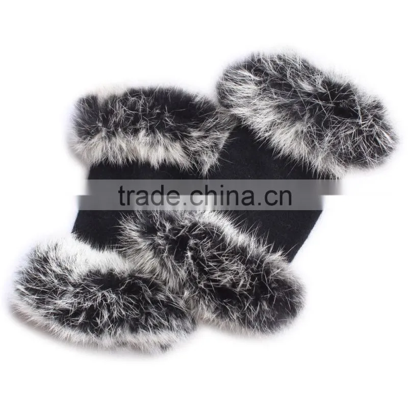 faux fur cashmere fingerless gloves