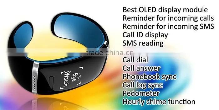 2015 Hot Sale Smart Design OLED Bluetooth 4.0 Bracelet Watch with Call ID Display/Answer L12S