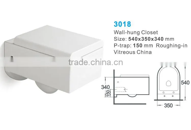 Wall Hung Sanitary Ware Rectangular Toilet Bowl