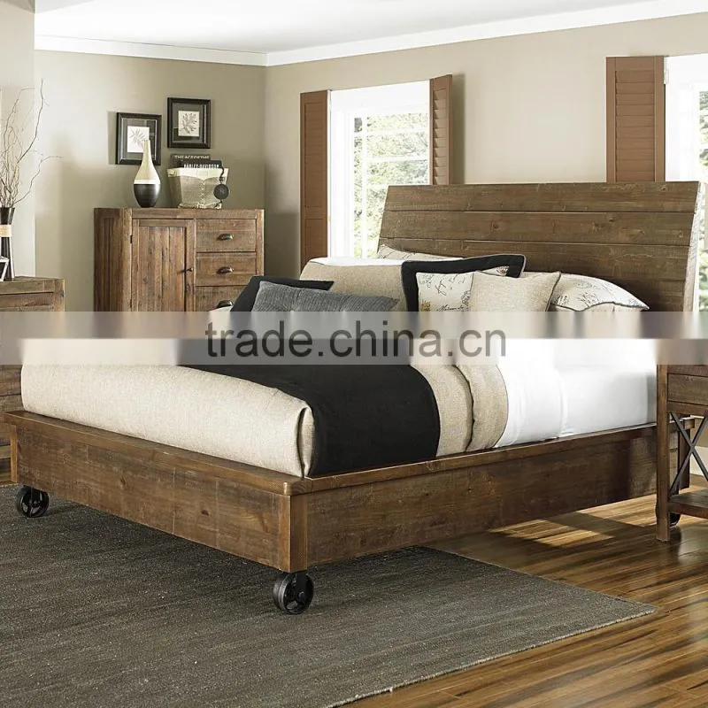 americna style Antique Made Sleigh Storage Bed w/ Low Profile Footboard AS-B51