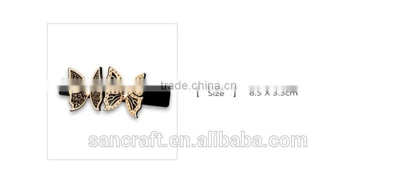 Latest fashion jewelry hair band clasp crystal black butterfly hair jewelry