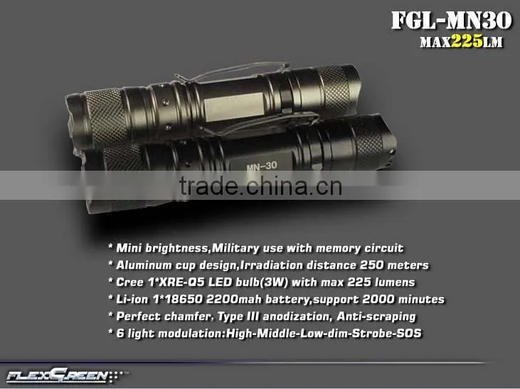 military 18650 battery rechargeable Q5 led mini torch