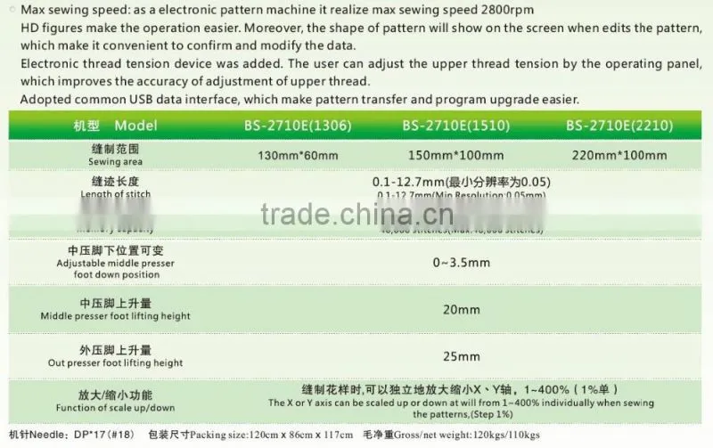 BS-2710 computer control buttonhole cycle sewing lockstitch industrial sewing machine