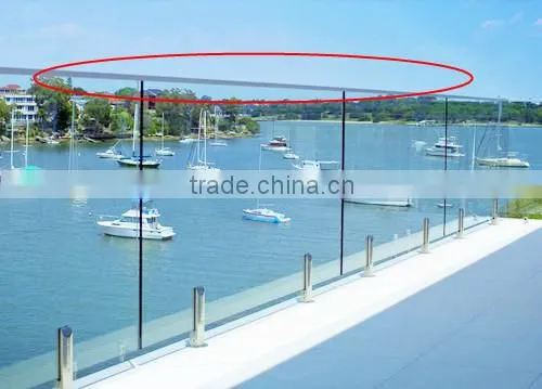 glass balcony railing stainless steel mini top rail / handrail slot