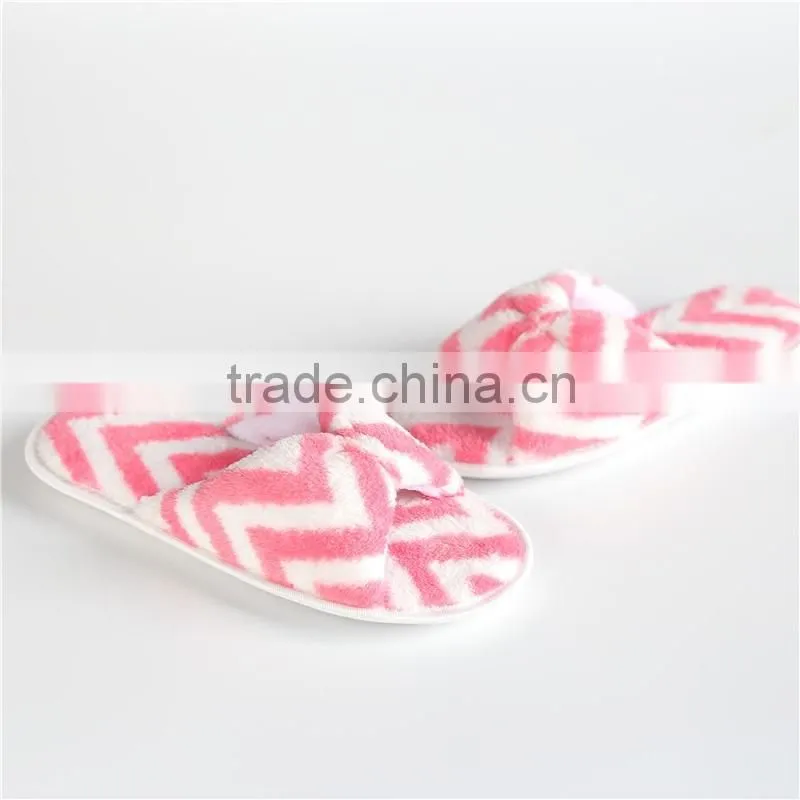 Women jacquard weave coral fleece indoor slipper