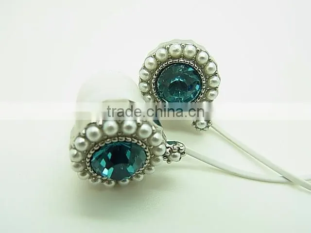 promotional crystal earphone for gift,crystal earphone for women,jewelry earphone for gift