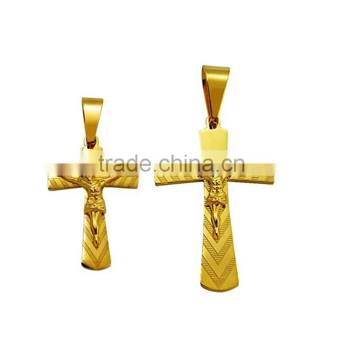 China wholesale JCN0330 stainless steel gold Jesus cross necklace pendant