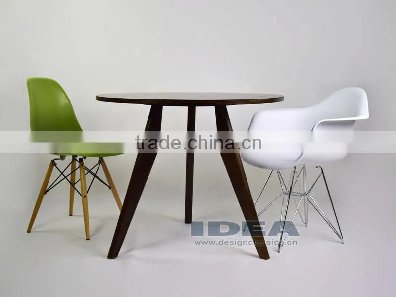 Replica Jean Prouve Gueridon Dining Table - Solid Ash Stained in Walnut color