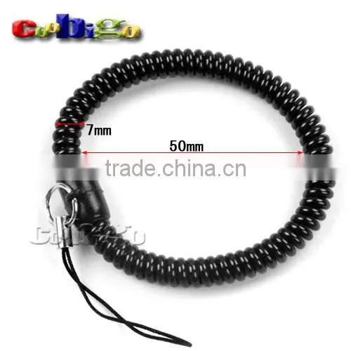 2"(50mm) Inside Dia. Mix Color Expandable Coil Ring With Lanyard for Gym Hand Tag Phone Straps
