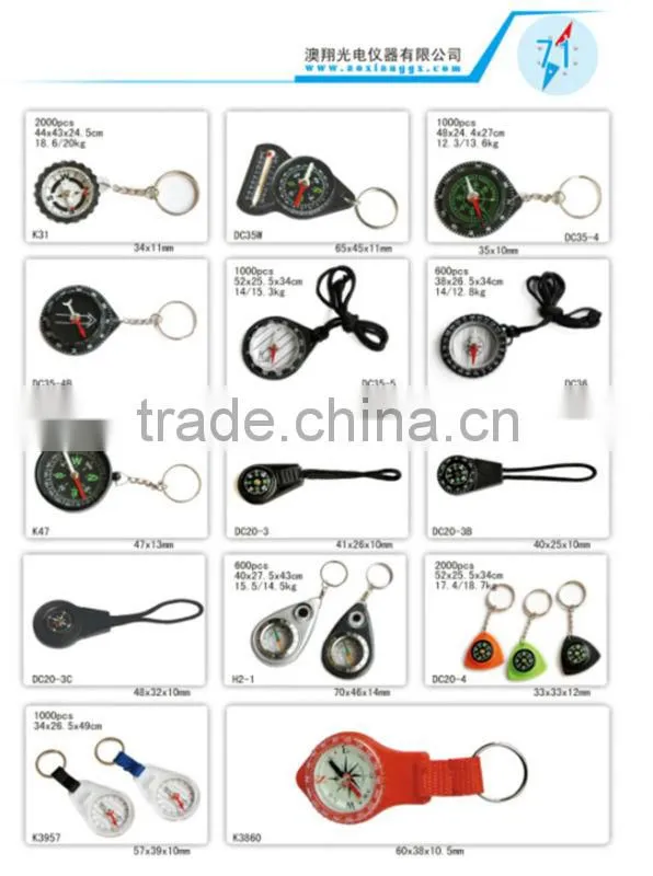 DC40-2 school math compass,carabiner keychain with compass,hook compass