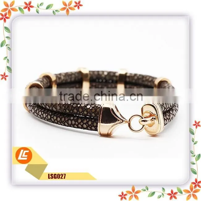 green genuine sting ray bracelet for women