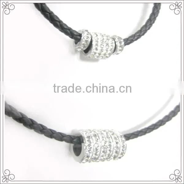 Steel Clasp Bridal Crystal Jewelry Set With Genuine Leather