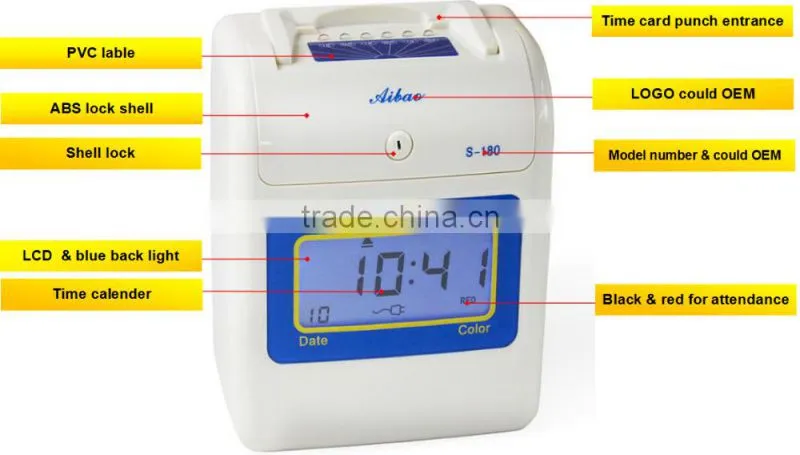 LCD display matrix print time attendance machine