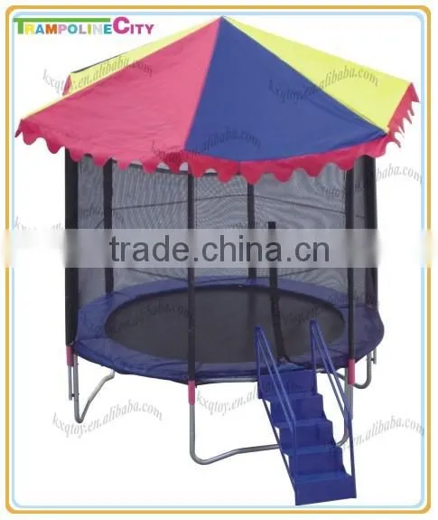 Round Shape Mini Size outdoor trampoline with Roof