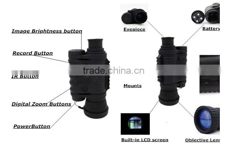 720P Infrared Night Vision IR Monocular Telescope 6X50 Zoom Record DVR