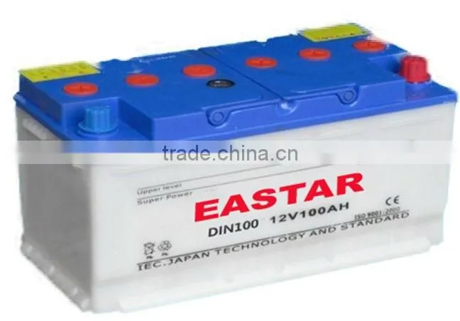 DIN100 12v 100ah dry charged auto car battery