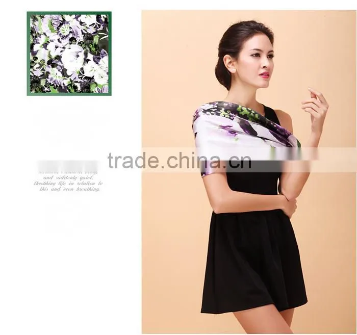 No Moq 100% silk 12mm twill 88*88cm screen printing scarf