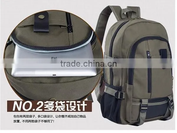 2016 cheap canvas brown school backpack bag for teenager boys