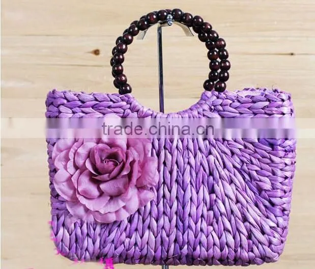 NEW DESIGNS LOVELY FLOWER KNITTED STRAW BAGS WOMEN HANDBAGS
