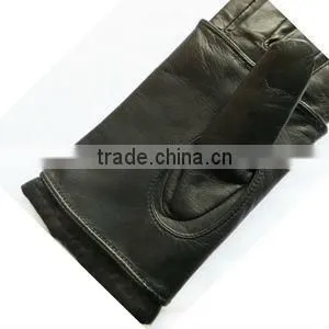 Double deck leather punk style kids leather gloves