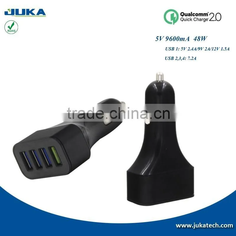 Portable Electric 4 port usb car charger for iphone ipad and Android phone