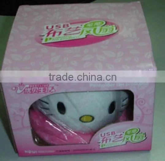 USB fan with plush pen holder
