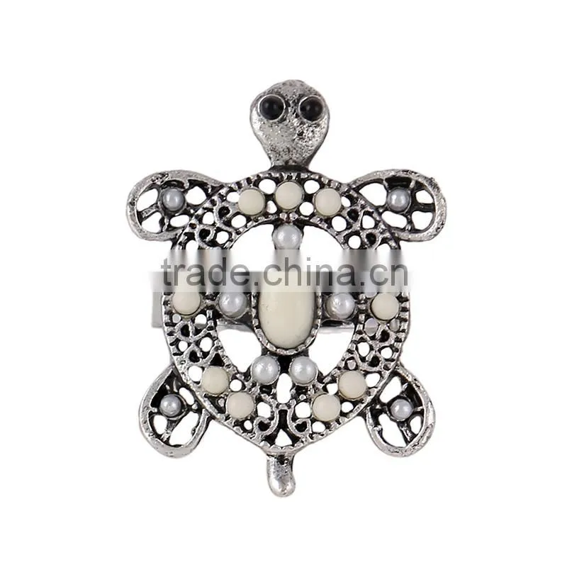 Fashion Jewelry Ring Alloy Anti Silver Plated Cute Animal Tortoise Ring for Women