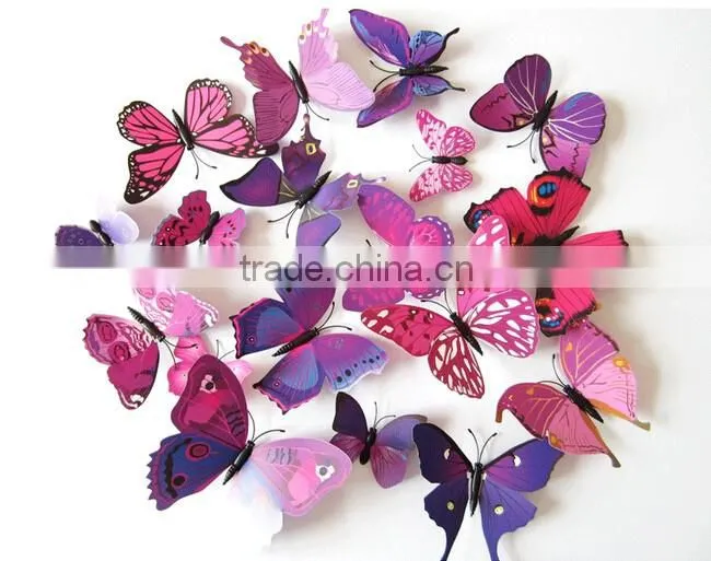 12pcs 3D PVC Butterflies DIY Butterfly Art Decal Home Decor Wall Mural Stickers
