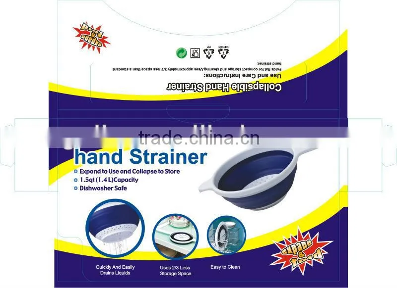 1.4L TPE foldable plastic colander with handle GL9127
