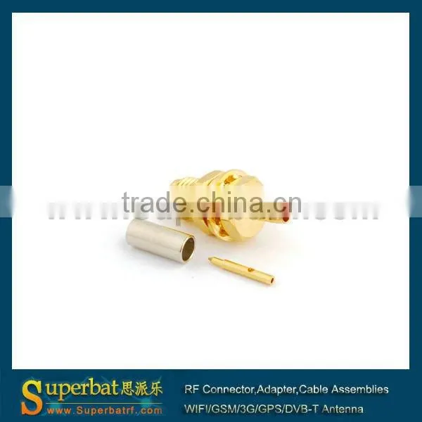 crc9 to rp sma female RP-SMA Crimp Jack(male pin) bulkhead connector straight for LMR100 RG316 RG174