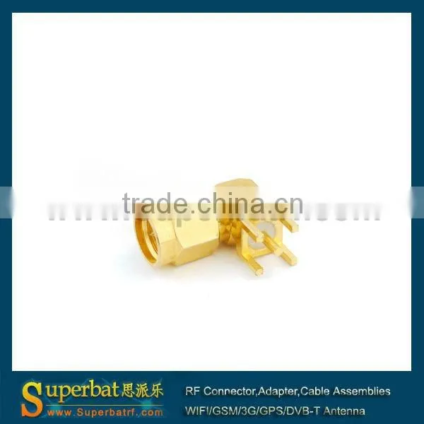 SMA pcb mount connector thru hole Plug right angle