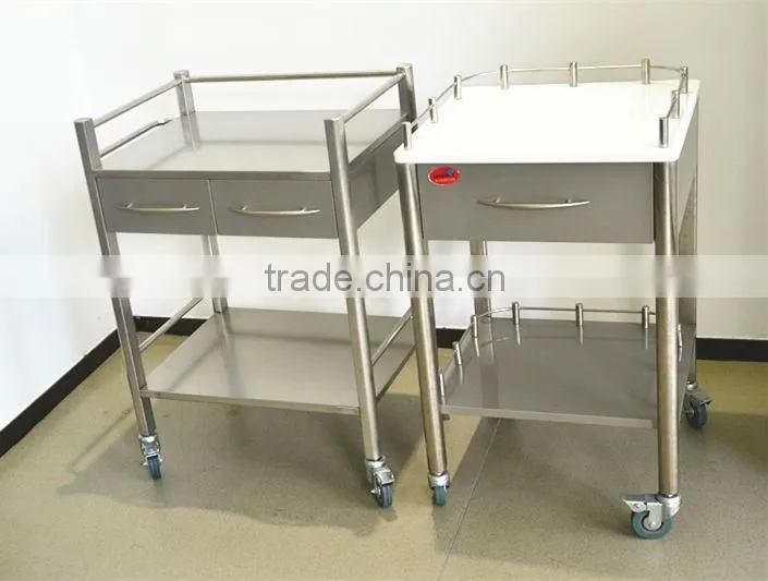 Good quality medical trolley, mobile stainless steel trolley