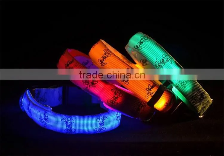 Adjustable Lovely Pet Dog Flashing Safety Nylon Night Glow Collar LED Lights