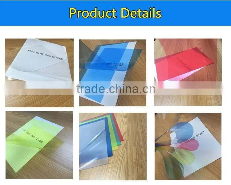 A3 A4 Clear PVC Book Binding Cover Colorful Transparent Sheet Binding Plastic Cover