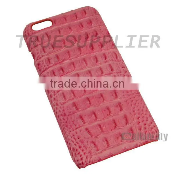 Best Quality Genuine Cowhide Leather Croco Back Grain Cover Case for iPhone 6 Plus 6+
