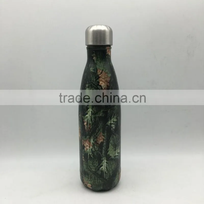 500ml Stainless steel bottle insulated bottle/ vacuum water drinking bottle leaf air transfer