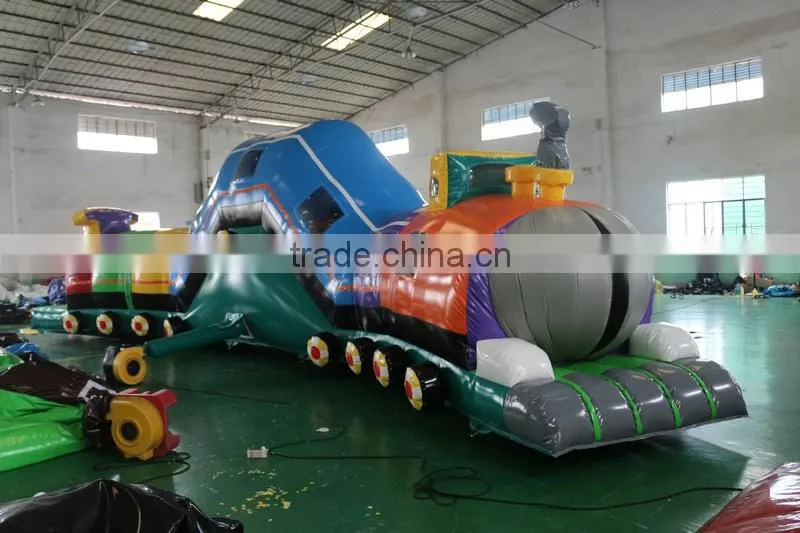 2016 Sunjoy hot sale inflatable giant locomotive caterpillar obstacle course toys for kids and adults