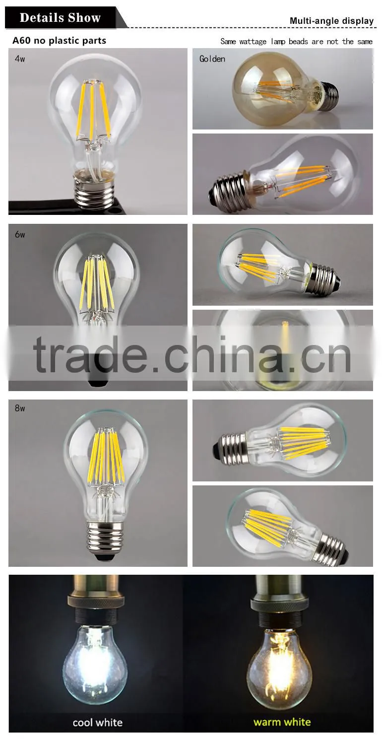 Haining Mingshuai Vintage LED filament bulb A60 full glass light source 4W E27