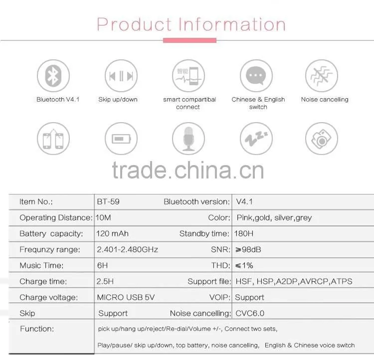 Fashion headphone without wire wireless stereo headphone bluetooth headphones