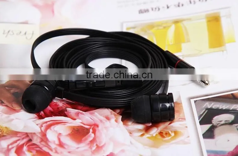 High quality sports style mobile phone custom made earphones flat cable headphones