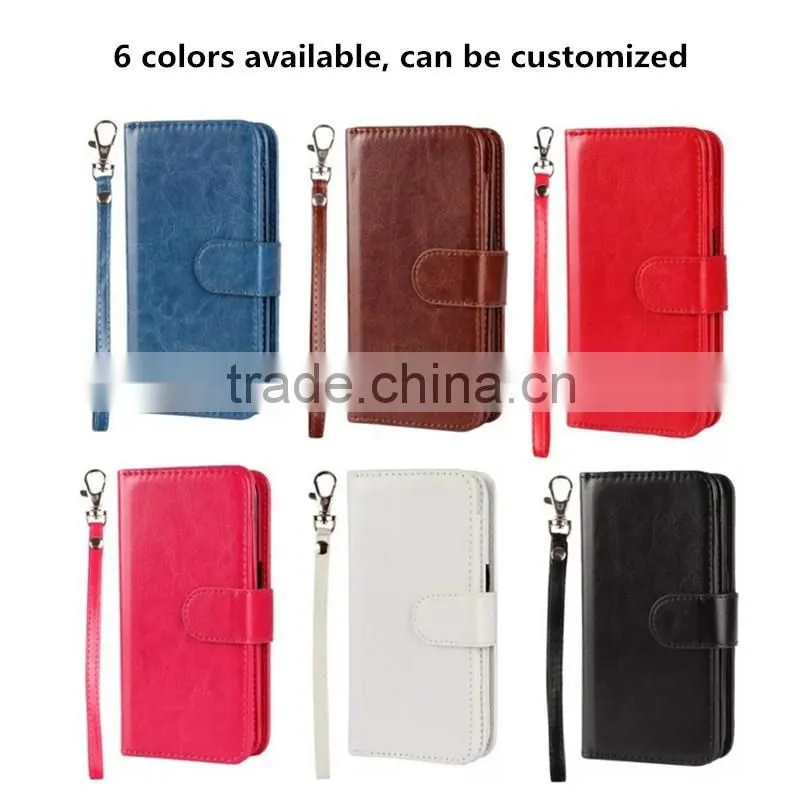 separable flip wallet leather phone case cover with lanyard card holders for iphone 7 6 6s plus 5s se for Coolpad catalyst