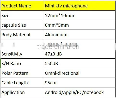 Karaoke mini microphone China , flexible singing microphone , wired electret condenser microphone