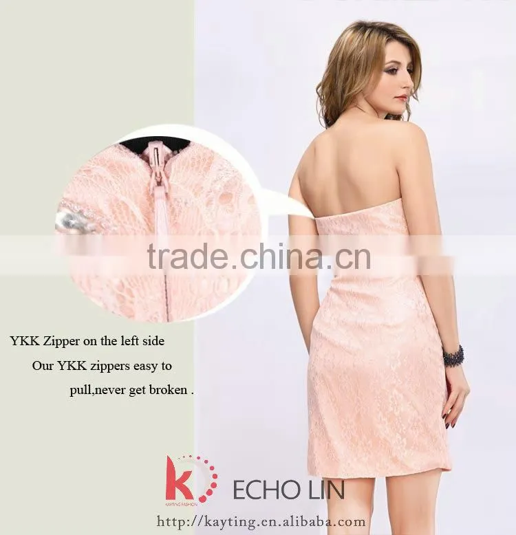 Sexy off shoulder beaded lace knee-length pink girls pictures sexy