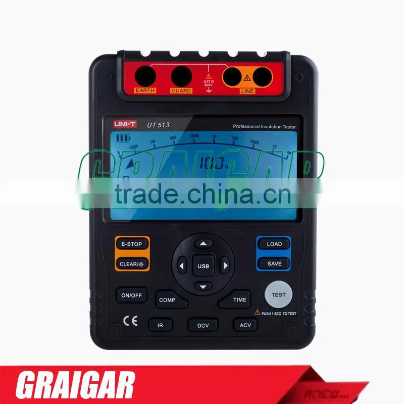 Insulation Resistance Tester UT513 megger tramegger 500V/1000V/2500V/5000V USB Interface