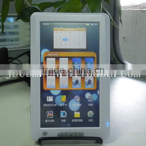 HOT! 7 touch ebook with multifunction and TFT screen 800*480 high resolution 720P video file supported made in china