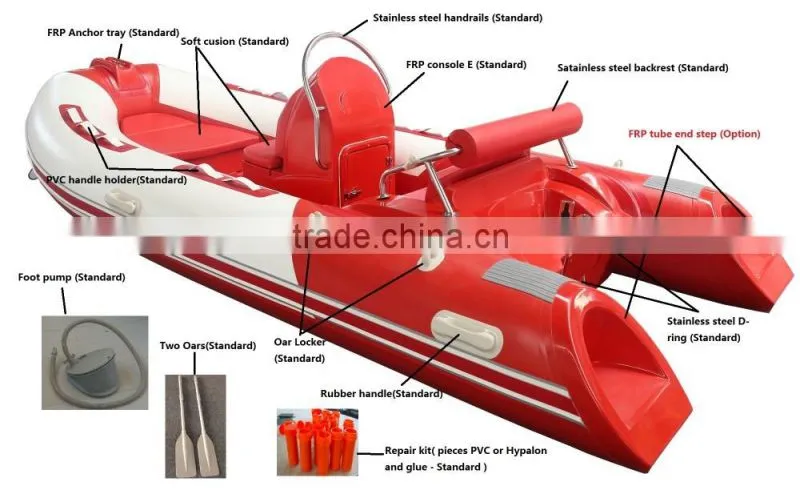 rib boat 2.5m ~ 7.6m ( pvc or hypalon )